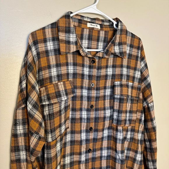 Blooming Jelly Brown Black and White Plaid Flannel Shirt - Picture 3 of 5